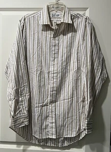 Vtg Sears Roebuck Co Shirt Mens 16 34/35 White Striped Button Down Dress Shirt - Picture 1 of 9