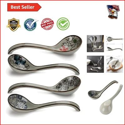 Шикарные фарфоровые суповые ложки с длинной ручкой - идеально подходят для супа, пельменей и риса - Изображение 1 из 4