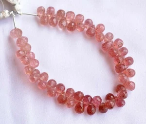 Strawberry Quartz Gemstone Faceted Teardrops Shape Beads 5.5x7.5mm 7 Inch Strand - Picture 1 of 4