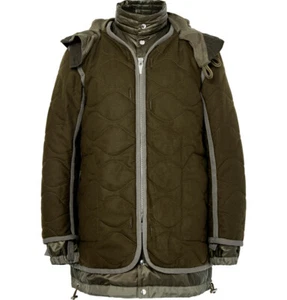 $ 3500 Sacai Lagenlook gesteppt Wolle und Shell Parka Jacke grün NEU Medium 2 Japan - Bild 1 von 7