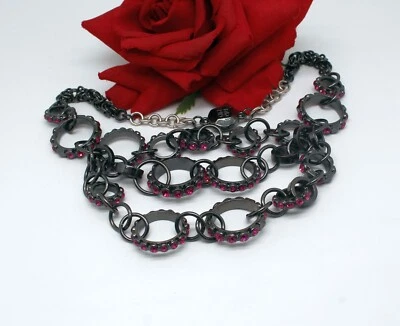 Collar Graziano Brillante Rosa Estrás Gunmetal RESCATE GATO Foto 1 de 2