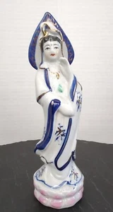"Statua vintage Kwan-Lin in ceramica stampata a mano, buddista, cinese, 8" - Foto 1 di 12