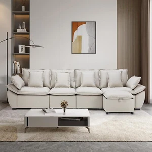 143"L Shaped Sectional Couch 4 Seater Sofa with Flexible Ottoman for Living Room - Picture 1 of 15