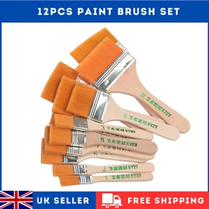 12 pcs Pack Durable Fine Paint Brush Set Painting Decorating Advanced Bristles - Picture 1 of 4