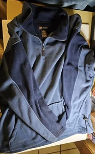 Faded Glory Men's Fleece Zip Long Sleeve Jacket Pocket Blue Grey Navy Large - Picture 1 of 4