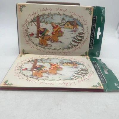 Tarjetas de Navidad Conejo De Colección 2 Paquetes De 8 Con Sobres Nuevo De Lote Antiguo Gibson Foto 1 de 4