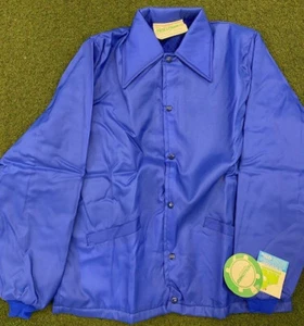 NEW! VINTAGE Holloway USA Pile Line Nylon Sideline Parka Jacket Royal Dead Stock - Picture 1 of 8