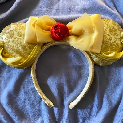 Disney-Parques Princesa Diadema Bella y la Bestia Minnie Mouse Orejas Arco Foto 1 de 4