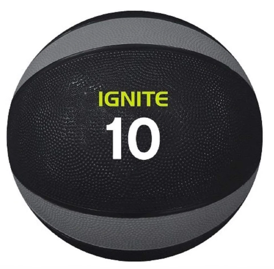 Nuevo en caja Ignite by SPRI 10 libras balón medicinal 9" redondo - 10 libras negro y gris Foto 1 de 1