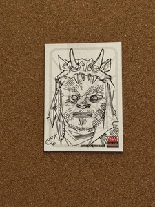 Topps Star Wars Galaxy 5 Sketch Card Teebo Ewok Craig Rousseau 1/1 - Picture 1 of 4