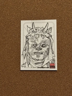 Topps Star Wars Galaxy 5 Sketch Card Teebo Ewok Craig Rousseau 1/1 - Image 1 of 4