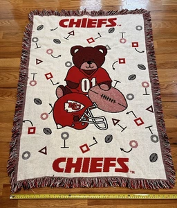 Kansas City Chiefs gewebte Babydecke Überwurf Fransen Teddybär The Northwest Co - Bild 1 von 4