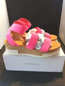 Women's Dream Pairs Jimmie Sandals, Style: JIMMIE, Size 8.5, Neon Pink - Picture 1 of 7