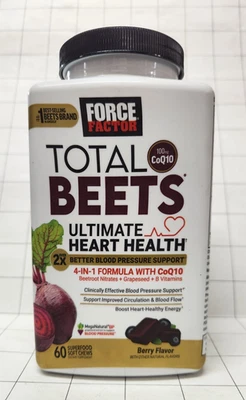 FORCE FACTOR Total Beets Ultimate Heart Health pressão arterial mastiga validade 27/02 ou - Imagem 1 de 3
