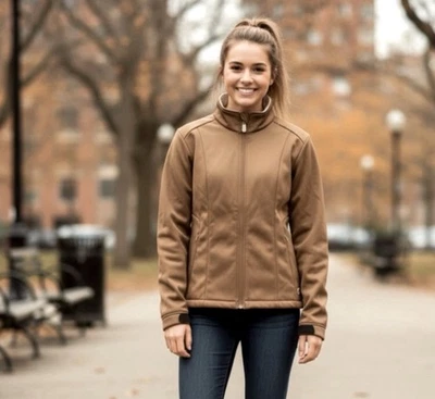 686 Vitals Jacket Womens MEDIUM Fitted Lined Brown Zip Multi Pockets - Image 1 of 4