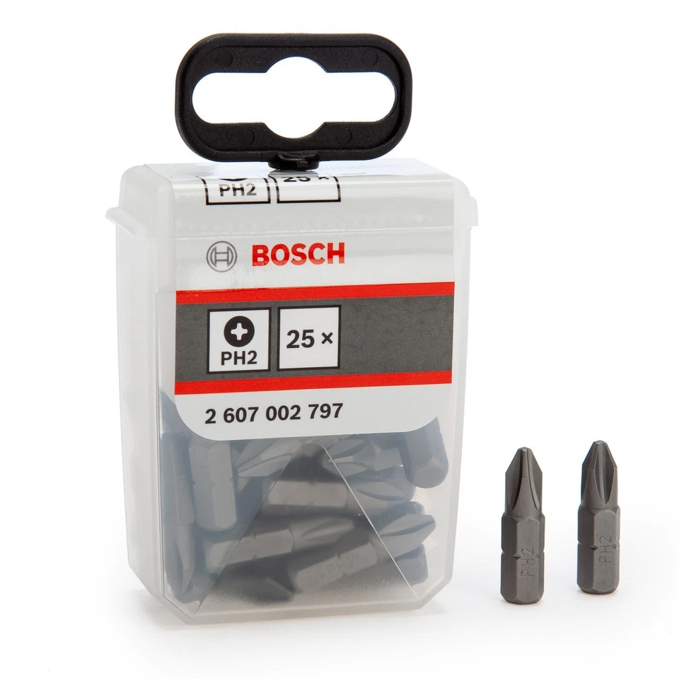 Bosch 25 Pack PH2 Screwdriver Bits 25mm in Tic Tac Box 1/4" Hex Drive - Image 1 of 2