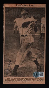 Rudy York d1970 Signed Autographed photo Beckett BAS 1943 AL HR & batting leader - Picture 1 of 2