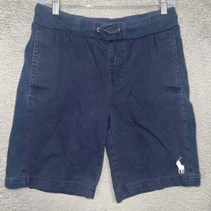 VTG Polo Ralph Lauren Shorts Youth Sz L 14 Blue Drawstring Sweatshorts Big Pony - Picture 1 of 11