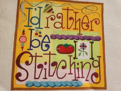Raymond Crawford~I'd Rathe Be Stitching~Needlepoint Canvas - Image 1 of 3