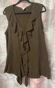 Suéter Cárdigan Abierto Vintage SUZIE Para Mujer Sin Mangas Cejas Volantes Talla PXL - Imagen 1 de 9