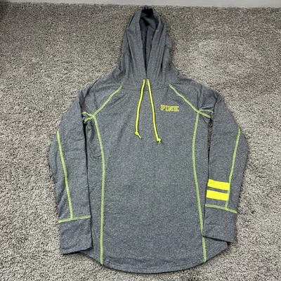 Victoria Secret ROSA Sudadera Activa Con Capucha Gris y Amarillo Neón Reflectante Talla M Foto 1 de 4