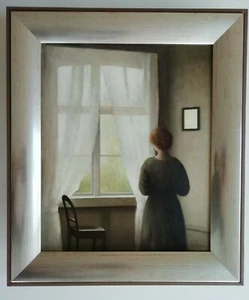 Emilia Mróz – Holnicka - Original Oil on Canvas - Girl At the Window - Signed - Picture 1 of 13