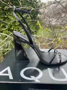 AQUA AQ SANDALIA SALTO ALTO HIGH HEEL JUMP SANDAL BLACK US 8.5B NEW IN BOX - Picture 1 of 5
