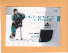OWEN NOLAN 2001-02 SP GAME USED AUTHENTIC FABRICS JERSEY #AF-ON SHARKS NM-MT  A1