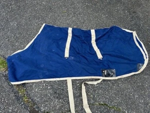 Turnout SHEET 74" Blue w/ White Trim *VGC Jack's 100% Nylon - Picture 1 of 5