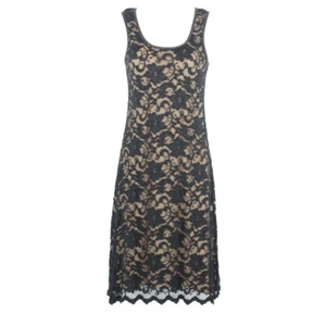 Karen Kane Sz S Black Tan Lace Overlay Stretch Nylon Rayon Spandex Dress - Picture 1 of 6