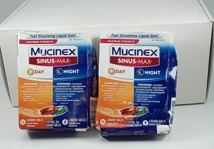 LOT OF 2 Mucinex Sinus-Max Strength 16 Day & 8 Night Liquid Gels - Picture 1 of 3