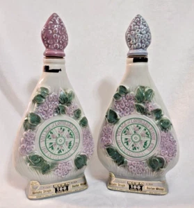 Set of 2 Jim Beam Decanters Bottles Lilac Village of Lombard Illinois 1969 - Picture 1 of 11