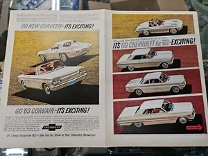 Pubblicità rivista Chevrolet 4 pagine 1963 Corvette, Chevy2 Nova SS, Impala, Corvair Vett - Foto 1 di 4