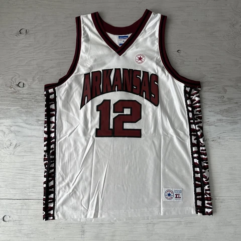 Vintage Converse Arkansas Razorbacks Basketball Jersey Kareem Reid #12 size XL Cover