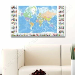 Political Modern Flags #1 by World Map | Poster or Wall Sticker Decal | Wall art - Picture 1 of 18
