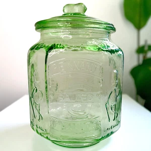 Planters Mr. Peanut Green Glass Jar Pennant Salted 5₵ Vintage 8 Sided Embossed - Picture 1 of 16