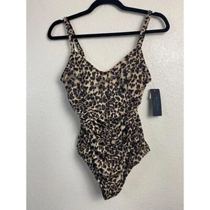 NEW Aqua Green Womens One Piece Swimsuit size Medium Animal Print Vacation Beach - Picture 1 of 9