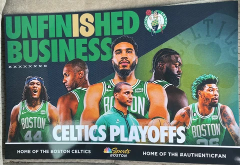 2023 Boston Celtics Authentic Fan ￼ laminated Cheer Card Poster Basketball Cover