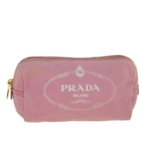 Prada Pink Canvas Clutch Bag Authentic