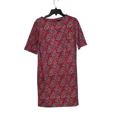 Banana Republic Paisley Print Midi Shift Dress Women Size 4 Short Sleeve A Lined - Image 1 of 4