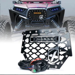 Xprite Steel Mesh Grille w / 8 "LED Light Bar para 2014-18 Polaris RZR 900 1000 XP - Imagen 1 de 7