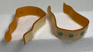 Baby Carriage Blanket Celluloid Clips Hand Painted, 2x, Antique - Picture 1 of 5