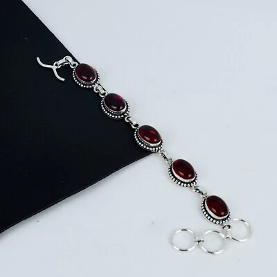 Rosso Corniola Gemma Bracciale 925 Argento Sterling Gioielli Per Birthday Regali - Immagine 1 di 4