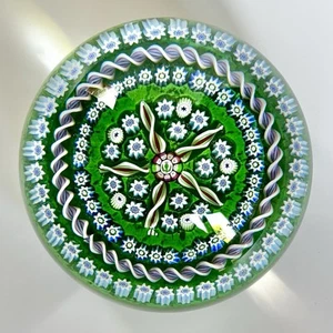 John Deacons Large Millefiori 5 Spoke on Green Ground Paperweight 3 1/5” - Picture 1 of 6