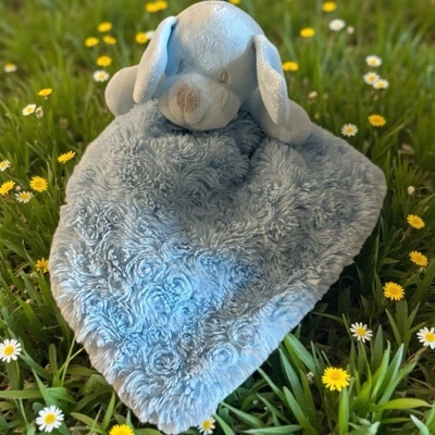 Mantas y más allá manta de seguridad nariz marrón satinado felpa remolino perro cachorro azul Foto 1 de 4