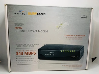 ARRIS Surfboard DOCSIS 3.0 Internet & Voice Modem Certified for XFINITY TM822R - Image 1 of 4