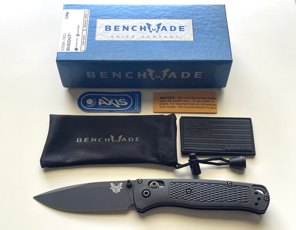 Benchmade 535BK-1902 Bugout Knife All Black Limited Blade HQ Exclusive USA - Image 1 of 4
