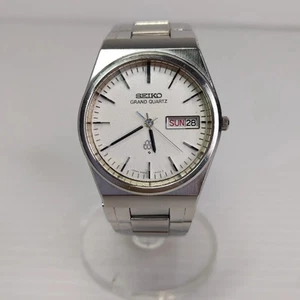 SEIKO GRAND QUARTZ 9943-8000 Men's Wristwatch Junk Silver White 37mm Analog - Picture 1 of 12