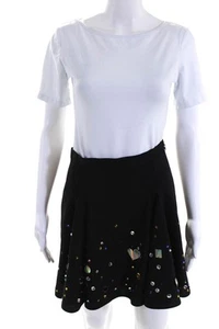 Marni Womens Rhinestone Embellished Mini Skater Flare Skirt Black Size IT 38 - Picture 1 of 7