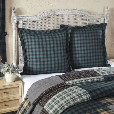Granja Euro Sham Verde Pino Grove Algodón Búfalo Decoración Dormitorio Marcas VHC Foto 1 de 4